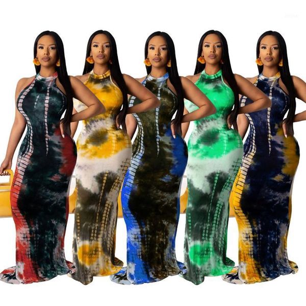 

women's color tie dye fashion loose dress two piece, White