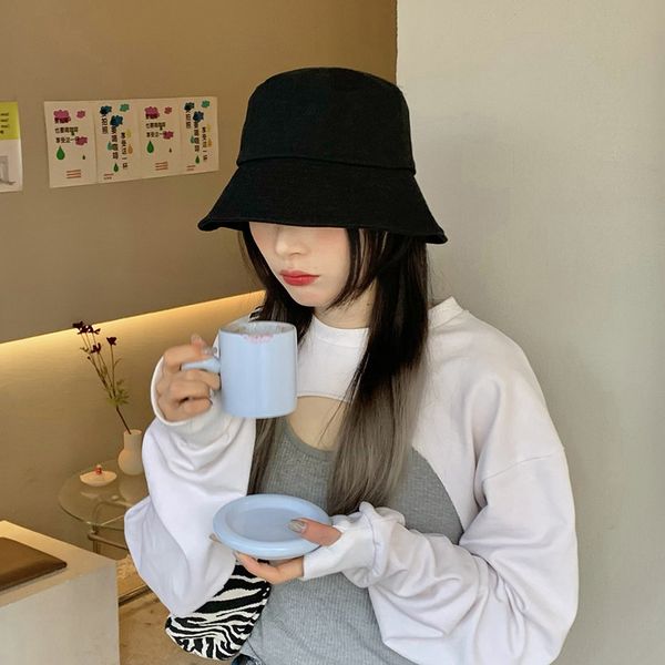 

fisherman's hat children's early spring and summer new big head show face small thin bucket hat sunscreen basin hat, Blue;gray