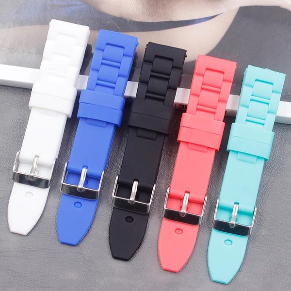 

watch bands silicone strap men's pin buckle 20mm ladies soft sports casual waterproof rubber accessories, Black;brown
