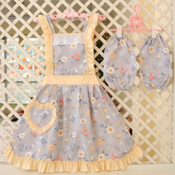 

aprons kitchen baking accessories korean flower apron sleeveless with pocket cooking women cocina home