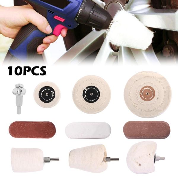 

care products 9 pcs buffing pad polishing wheel kits and rouge compound with 1/4 inch handle for manifold aluminum stainless steel accessori