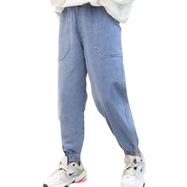 

jeans for girls solid color children's girl spring autumn kid casual style clothes 6 8 10 12 14, Blue