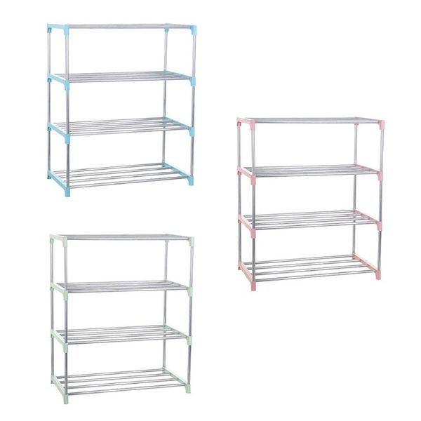 

2pcs/set stainless steel storage shelf four-layer simple diy assembly shoe rack clothing & wardrobe