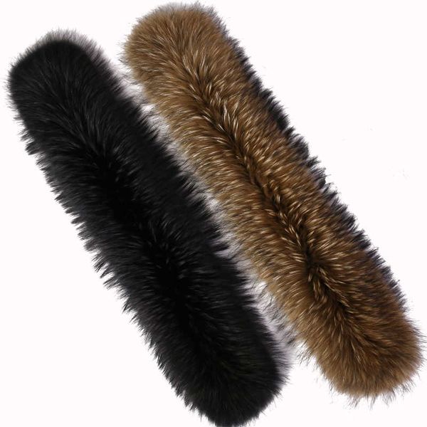 

qearlstar real raccoon fur collar 100% natural fur scarf 75*12cm fluffy jackets hooded fur scraves winter clothes accessories h0923, Silver