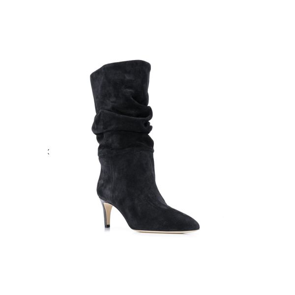 Stiletto 6,5 см овчарки замшевые кожаные туфли на высоких каблуках обувь Knight Boots ulwage Указанные пальцы.