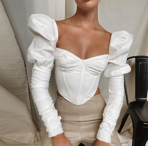 

t shirt women designer half collar short crop fashion streetwear contrast long sleeve womens clothing shirts off shoudler t-shirt party wear, White
