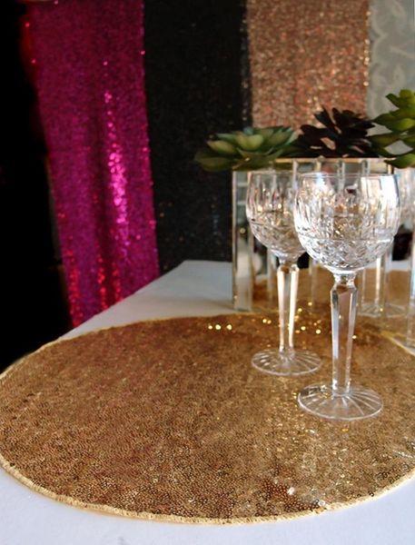 

table cloth 10pcs sequins tablecloth for wedding decoration gold silver cover round rose overlay home decor