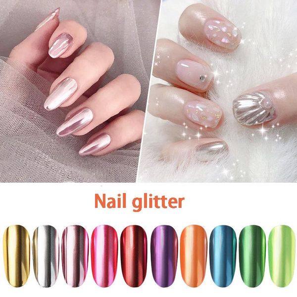 

nail glitter bubble mirror powder metallic auroras effect art chrome pigment diy design decor accesoires, Silver;gold