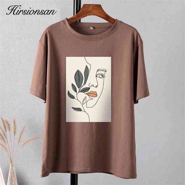 

hirsionsan gothic graphic t shirt women summer new oversized cotton tees casual aesthetic character printed o neck 210401, White