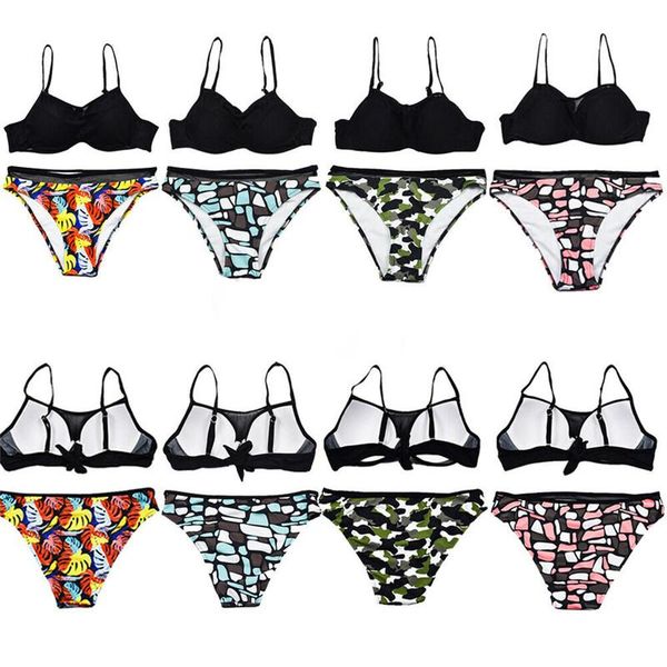 

women's swimwear printed biquini women ladies mesh maillot de bain summer brazilian swimming push-up padded beach swimsuit plus size xx, White;black