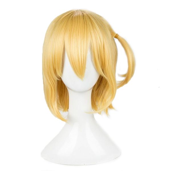 

haikyuu hitoka yachi hitokav short golden ponytail heat resistant fiber hair peluca anime cosplay costume accessories wig+wig, Black
