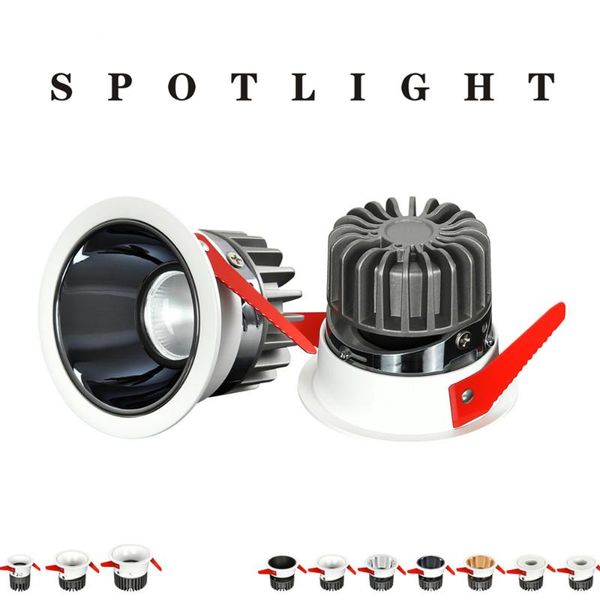 

spotlights led cob spotlight dimmable recessed downlight 7w 12w 15w 20w anti glare round light ceiling lamp ac85-265v indoor lighting