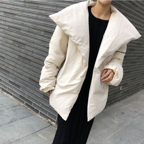 

downs autumn and winter down jacket women two color turn-down collar loose simple female short coat, Black