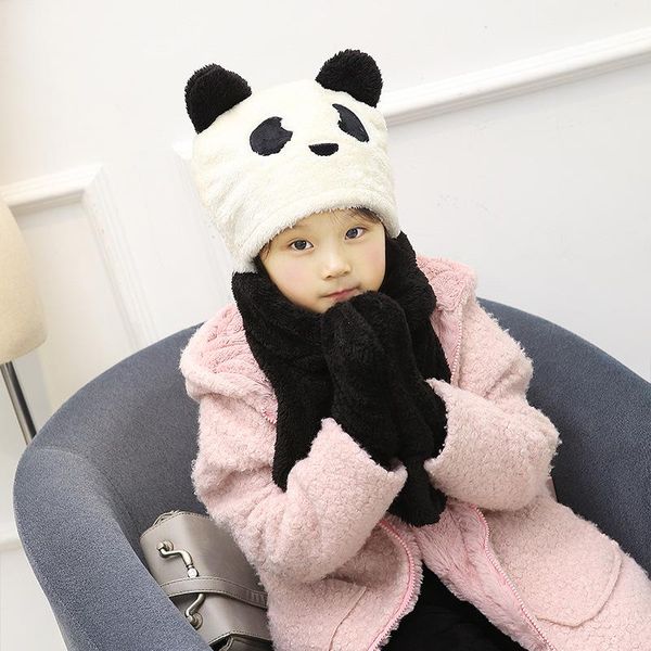 

scarves & wraps winter scarf golve caps children girls boys thicken warm shawl female wrap solid glove three piece set, Red;brown