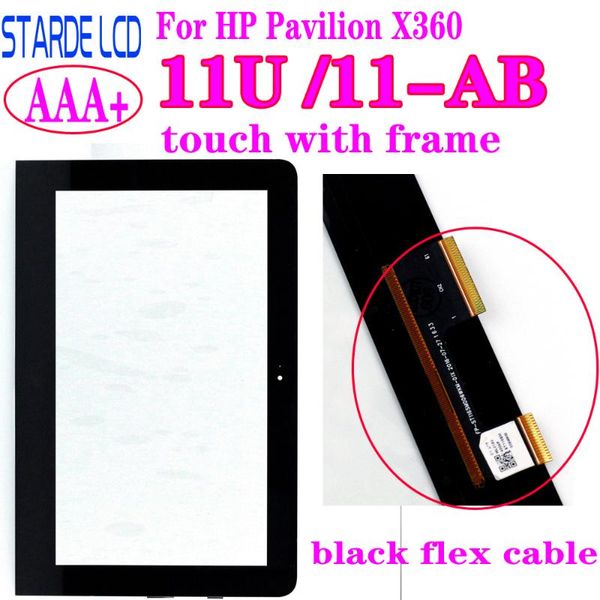 

+ for pavilion x360 11u 11-u 11-u054tu 11-ab black flex cable connectors touch screen digitizer with frame tablet pc screens