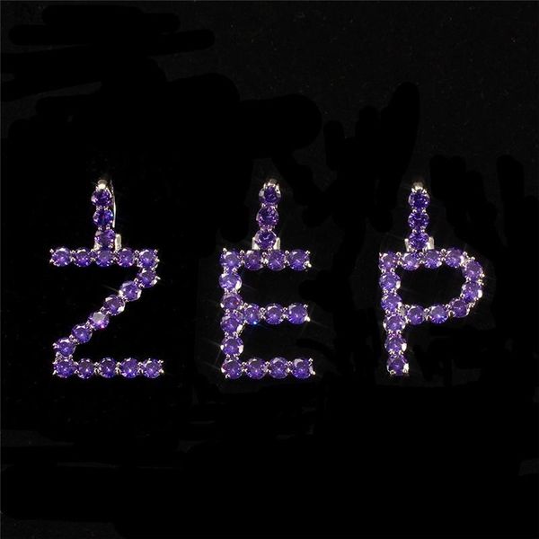 

a-z letter necklace custom purple rhinestones nitials crystal letters chain pendant for men women hip hop jewelry accessories necklaces, Silver