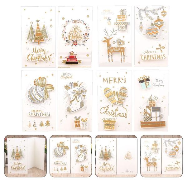 

8pcs creative greeting paper cards christmas blessing (random mix style)