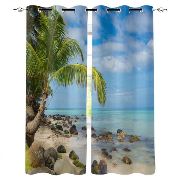 

curtain & drapes beach island palm tree window curtains home decor bedroom kitchen panel for living room