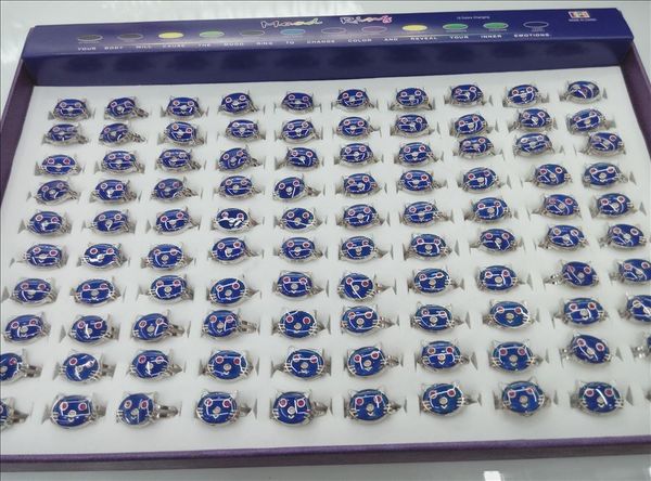 

cat cartoon mood ring emotion color changing adjustable rings 100pcs/lot, Silver