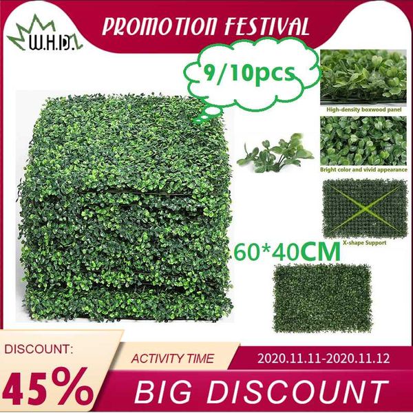 

9/10pcs artificial plant leaf hedge grass mat green panel decorative wall for indoor and outdoor home wedding decor flowers & wreaths