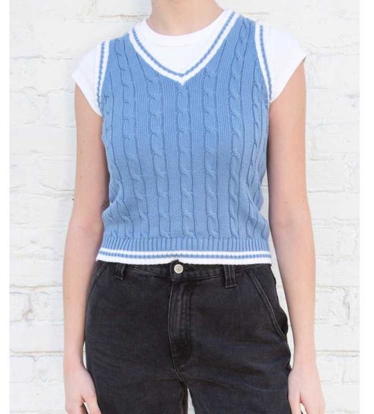 

women's vests cinessd pure color stitching vest ladies knitted 2021 autumn and winter loose korean outdoor sweater, Black;white