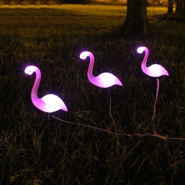 

lawn lamps solar light one for three flamingo outdoor decoration garden