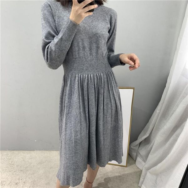 

casual dresses sweater dress elegant autumn and winter women slim long-sleeve mid-long knit female pullover ns1374, Black;gray