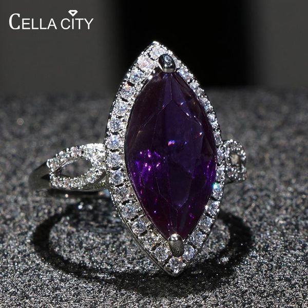 

cluster rings cellacity delicate geometry silver 925 jewelry gemstones ring for women amethyst zircon trendy female anniversary gift wholesa, Golden;silver