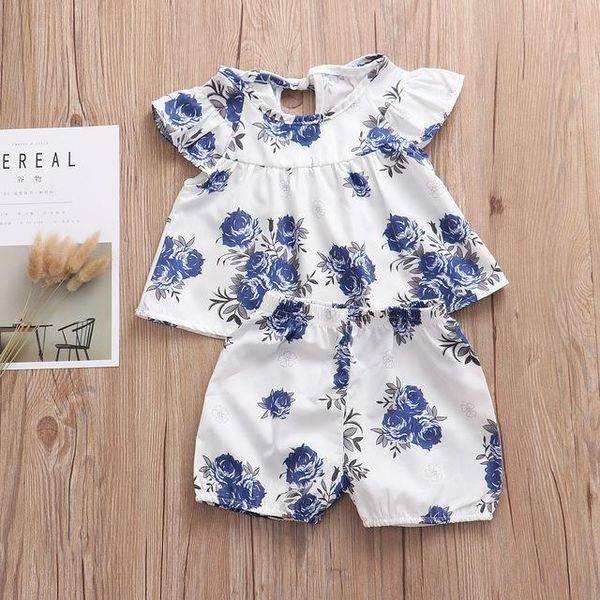 

2pcs born baby girl set floral clothing tshirt shorts outfit summer clothes sets, White