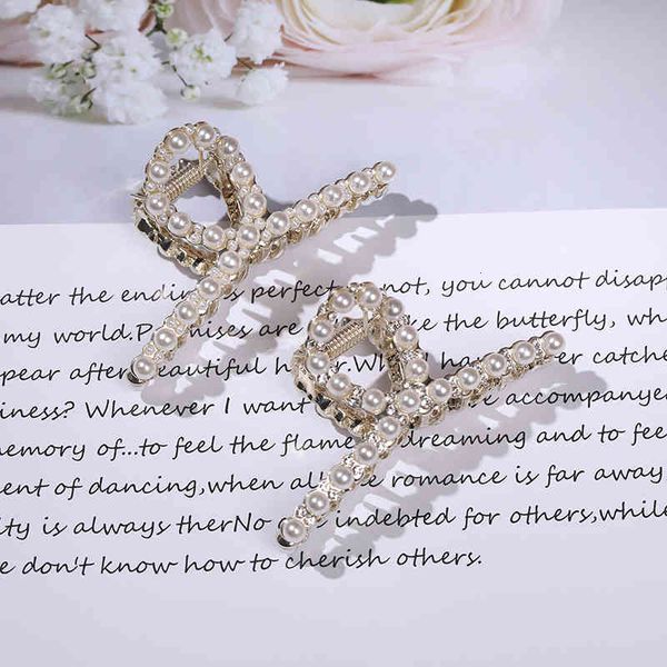 

hair accessories jewelry metal clip female pearl rhinestone cross pin one line shark short korean medium, Golden;white