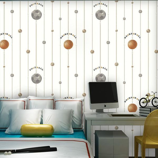 

wallpapers 3d environmental football mural wallpaper emboss basketball bedroom boys girls children tennis funs
