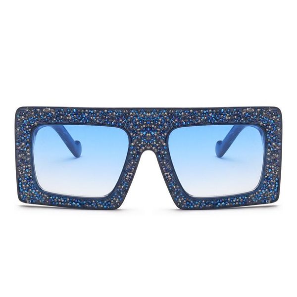 

sunglasses women's luxury fashion brand designer large square glasses with rhinestones flash vintage mirror, White;black