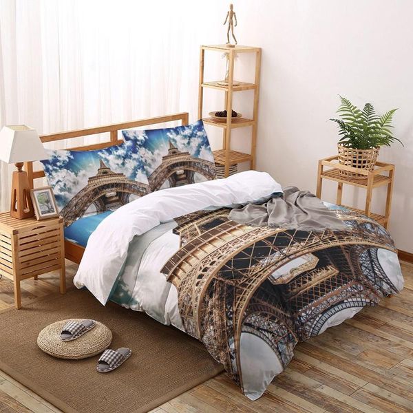 

look up eiffel tower paris pattern bedding set sheet linens twin size duvet cover for bed pillowcase home sets