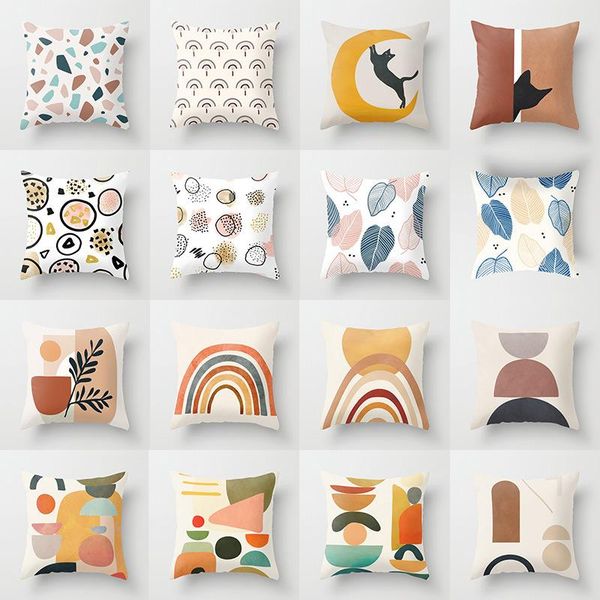 

cushion/decorative pillow modern simple abstract case geometry peach skin velvet earth color morandi series