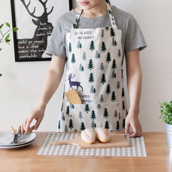 

christmas tree deer nordic style cotton linen apron
