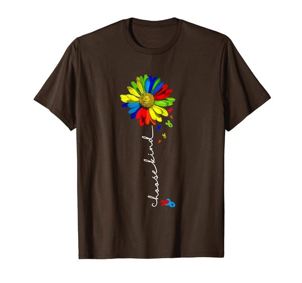 

choose kind autism awareness daisy flower warrior puzzle tee t-shirt, White;black
