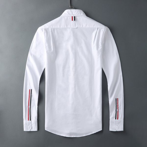 

shirt Fashion TB THOM Brand Shirts Men Slim White Long Sleeve Casual Shirt Turn Down Collar Oxford Cuff ribbons Men's Clothing, White;black