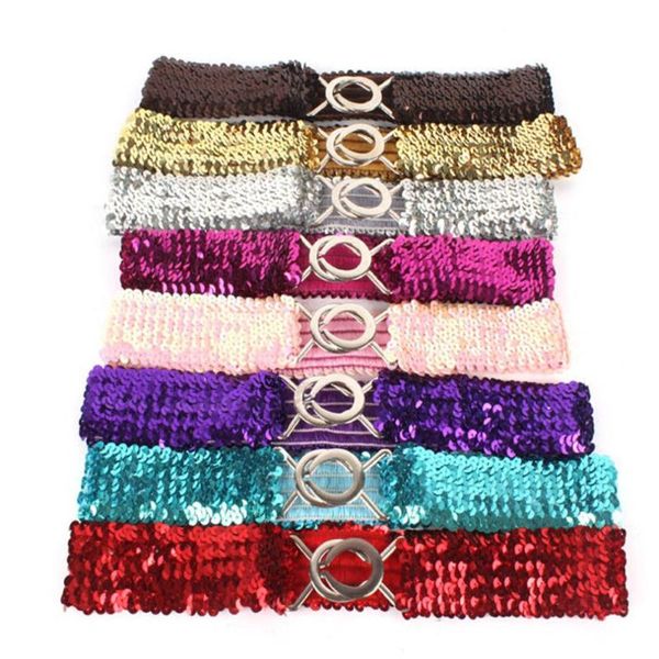 

belts korean version fashion lady glitter elastic buckle girdle belt women waist sequins waistband clothing dress decorations, Black;brown