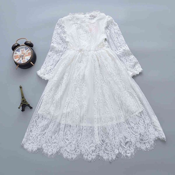 

2020 new fairy girls lace dress white long sleeves princess children baby girl dress baby girl clothes kids dresses for girls g1129, Red;yellow