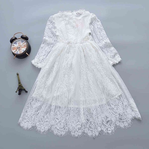 2020 Nova Fada Girls Lace Vestido Branco Manga Longa Princesa Crianças Bebé Menina Vestido Bebé Roupas Crianças Vestidos Para Meninas G1129