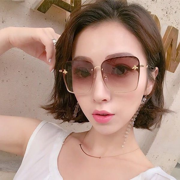 

sunglasses 2021 luxury brand design women sunglasses oculos cute bee design mirror female sun glasses square feminino zonnebril dames gafas, White;black