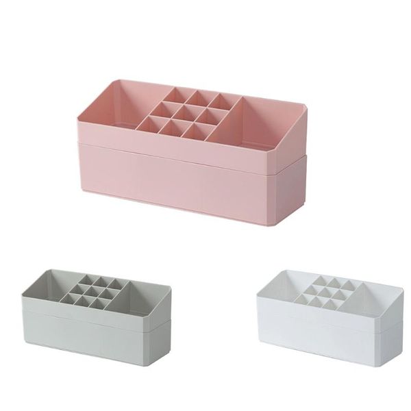 

cosmetics storage box japanese-style desklipstick holder double-layer multi-grid jewelry organizer boxes & bins