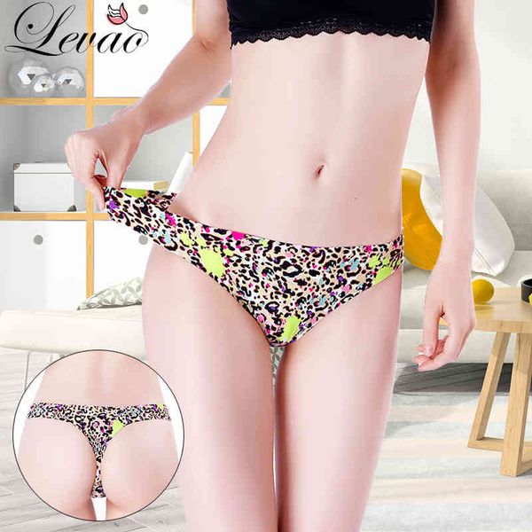 

levao women ice silk luipaard thong soft breathing panties ladies needless t-back laying underwear lingerie g-string, Black;pink