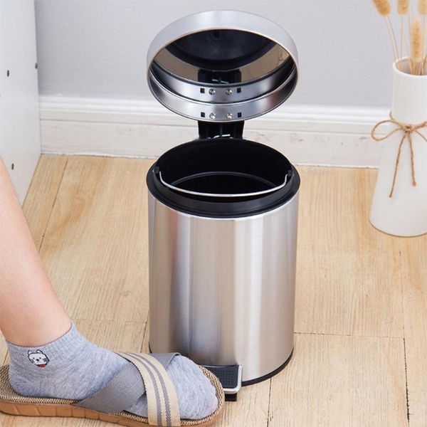 

waste bins 5l/8l trash can brushed stainless steel rubbish bin step wastebasket garbage container bathroom dust with lid