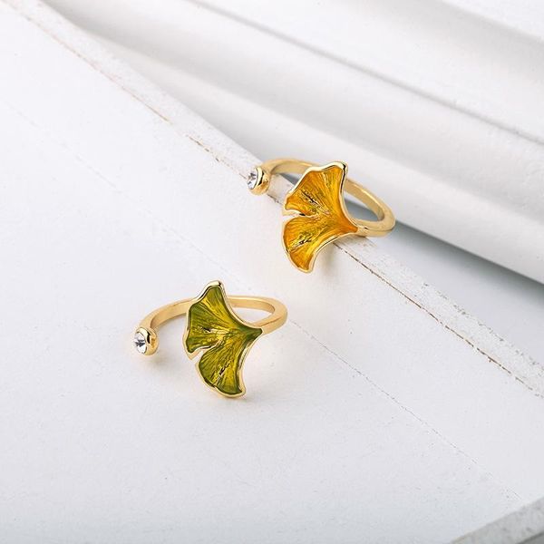 

cluster rings jouval drip oil leaves rhinestone open ring for women girls adjustable color finger vintage statement jewelry friends gift, Golden;silver