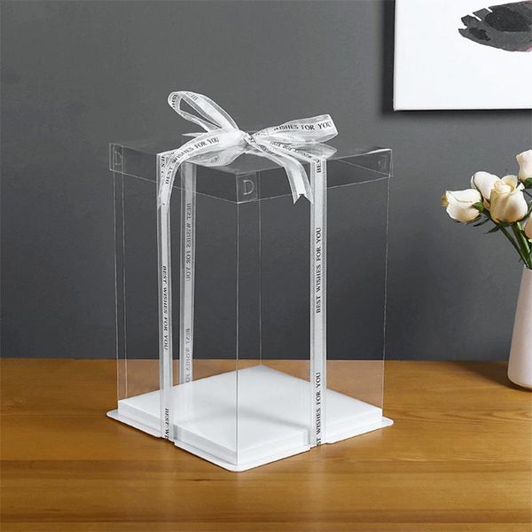 

gift wrap 5pcs transparent birthday cake box packaging boxes organizer case for home dessert shop (single layer,without