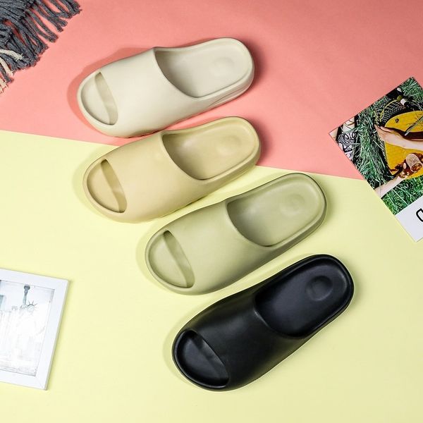 

official website 70% off outlet summer slippers men women indoor soft non-slip couple thicken solid color home breathable light flip flops s, Black