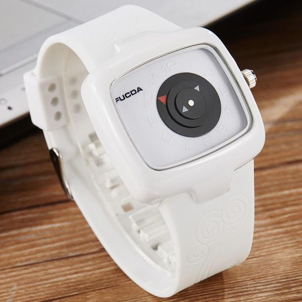 

wristwatches creative turntable watch men unique square quartz mens wristwatch male black and white rubber strap watches relogio masculino, Slivery;brown