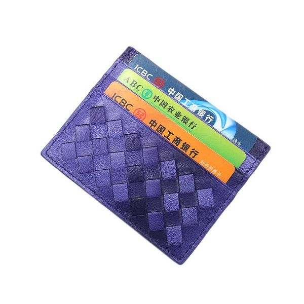 

card holders genuine sheepskin two-color weave wallet purse fashion short cute coin bag designer mini holder slim lady, Brown;gray