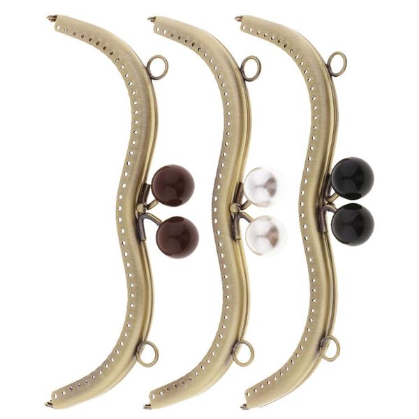 

bag parts & accessories 1pcs vintage metal frame for purse sewing with pearl beads clasp 19cm, Black